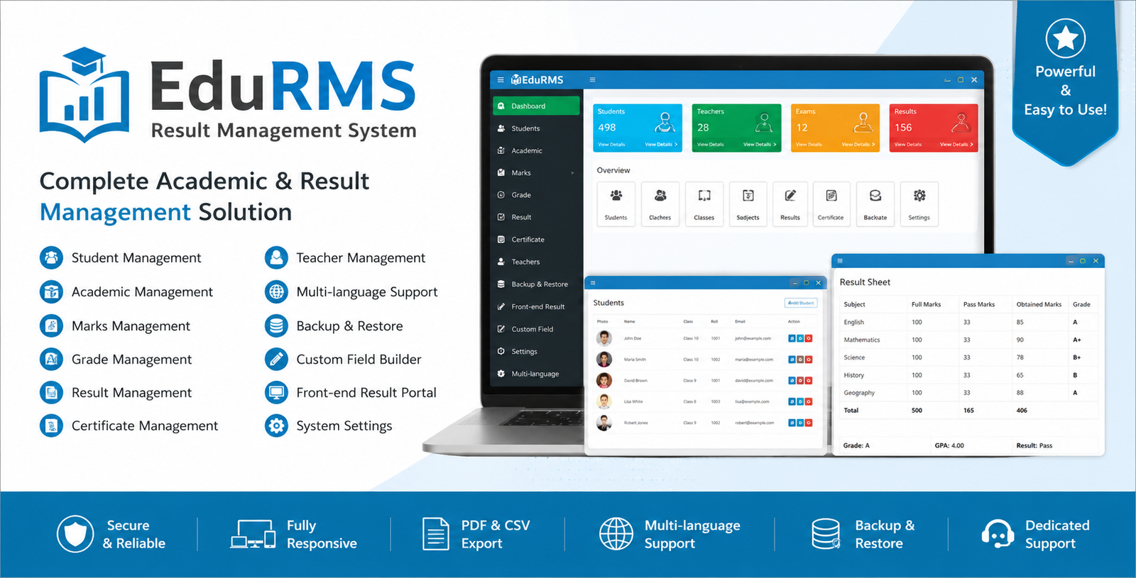 EduRMS - Result Management System PHP Script